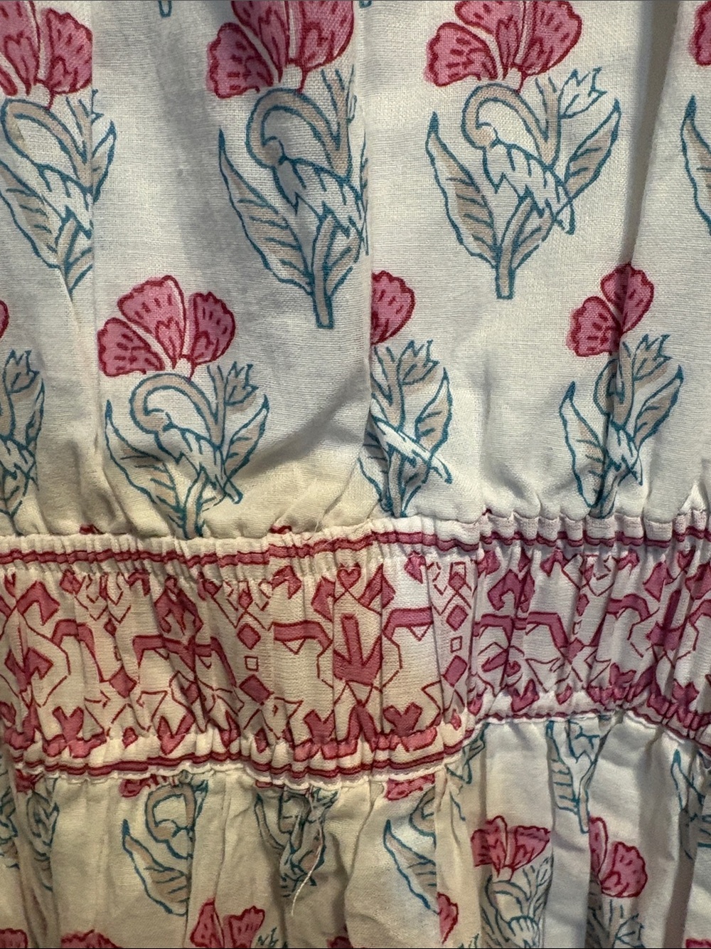 Haute Hippie White Dress with Pink Floral Border and Print - Picture 9 of 9